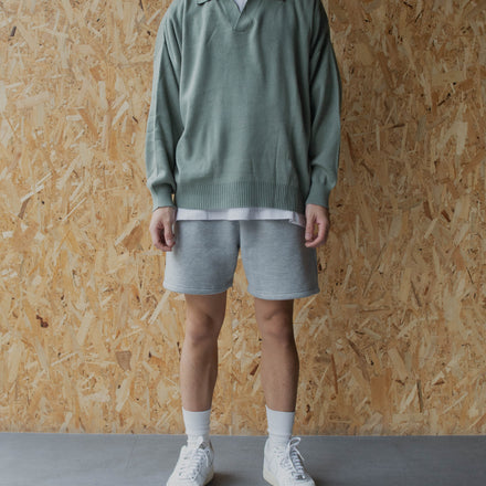Knit Long Sleeve Polo Smoke Grey