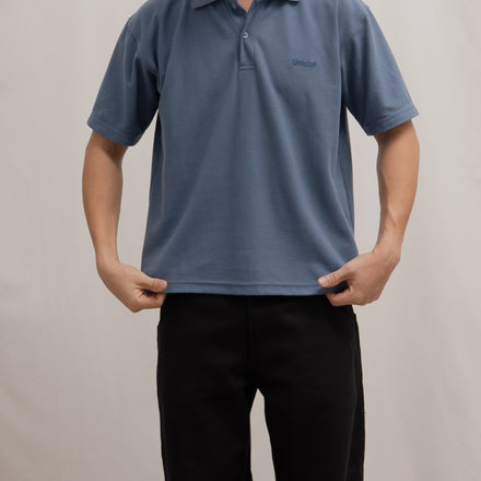 Boxy Polo Shirt Steel Blue