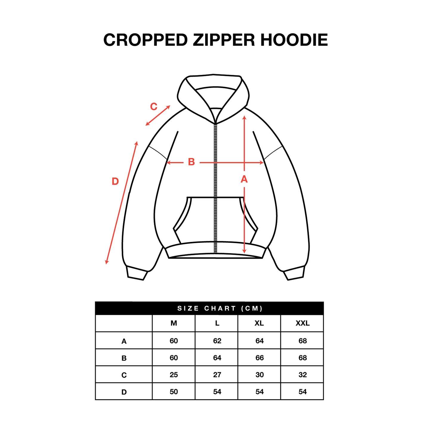 Cropped Zipper Hoodie Black