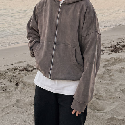 Aged Fossil Heavyweight Zipper Hoodie