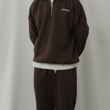 Halfzip Rugby Shirt Brown