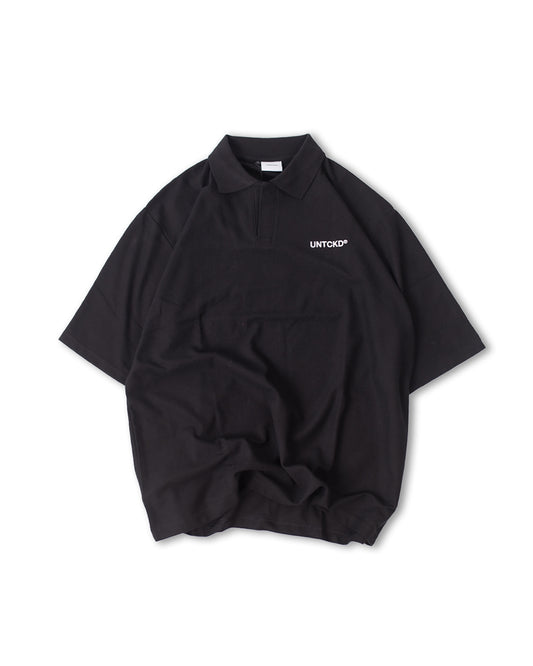 Open Collar Polo Shirt Black