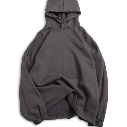 Open Hem Hoodie Dark Grey