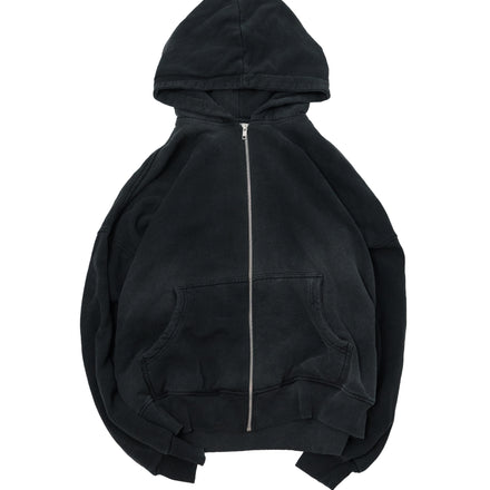 Sun Faded Zipper Hoodie - Aged Black