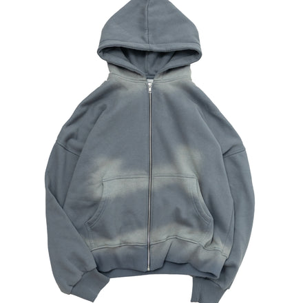 Sun Faded Zipper Hoodie - Steel Blue
