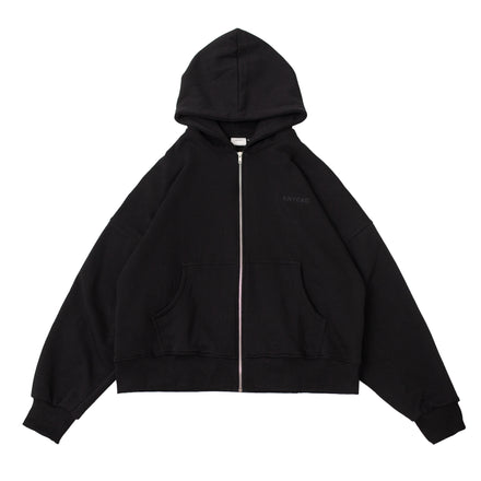 Cropped Zipper Hoodie Black