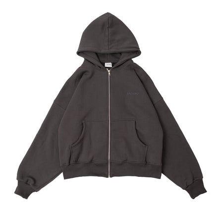 Cropped Zipper Hoodie Dark Grey