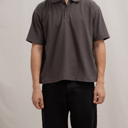 Boxy Polo Shirt Dark Grey