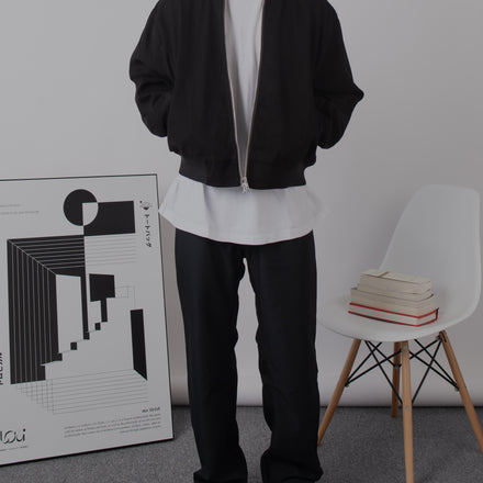 Cropped Bomber Jacket Black