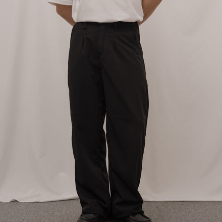 Drape Pleated Work Pants - Black