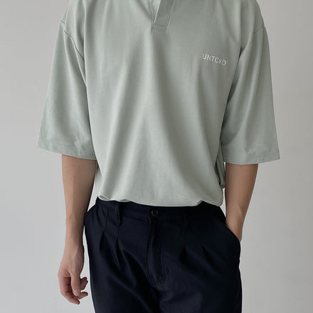 Open Collar Polo Shirt Light Sage