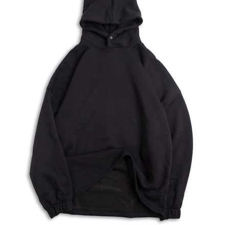 Open Hem Hoodie Black