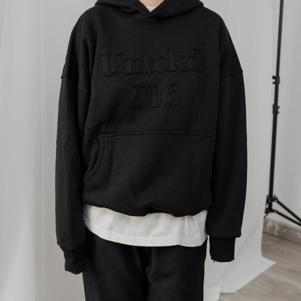 Patched Hoodie Black