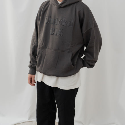 Patched Hoodie Dark Grey