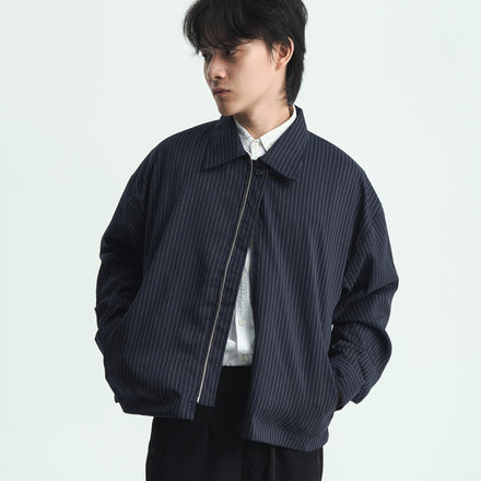 Pinstripe Lightweight Jacket - Navy