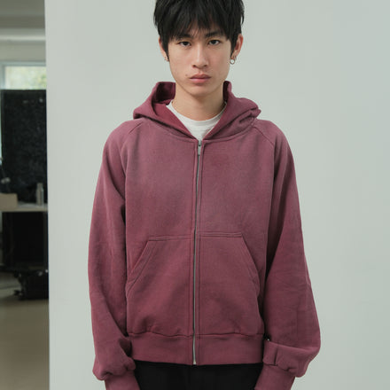 Raglan Zipper Hoodie - Wine