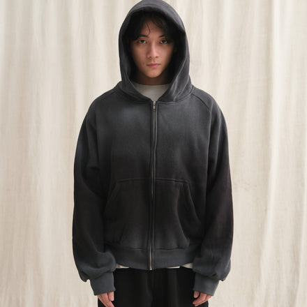 Raglan Zipper Hoodie - Vintage Black