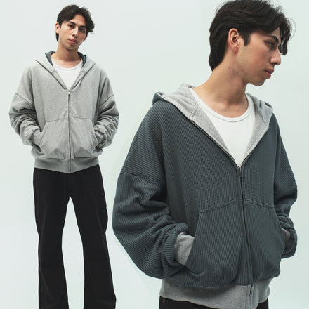 Reversible Zipper Hoodie - Misty