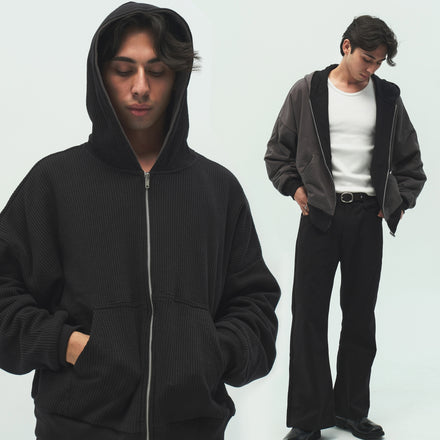 Reversible Zipper Hoodie - Dark Grey