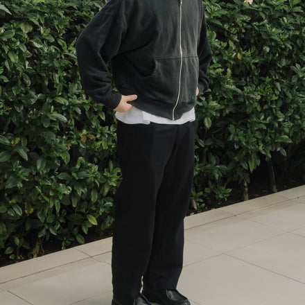 Sun Faded Zipper Hoodie - Aged Black