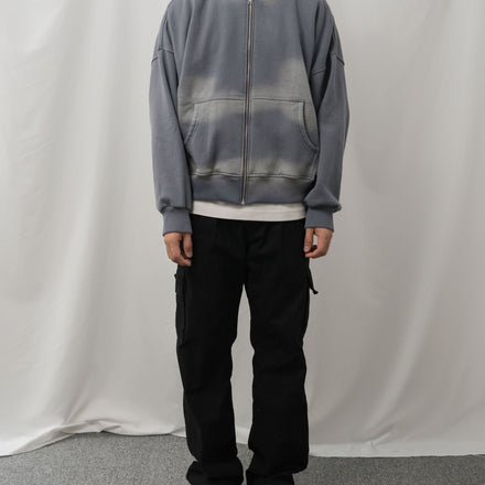 Sun Faded Zipper Hoodie - Steel Blue