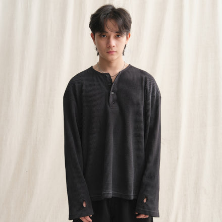 Thermal Henley - Vintage Black