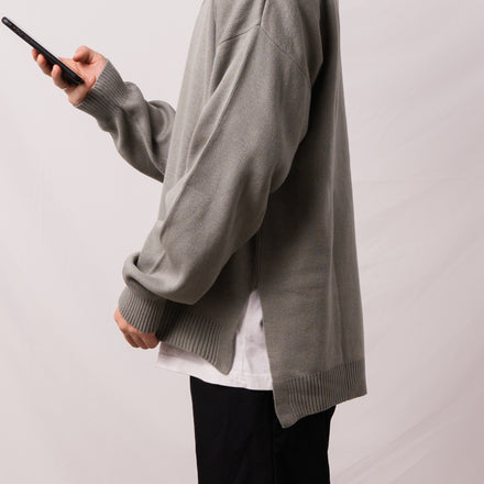 Vneck Knit Sweater Smoke Grey