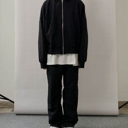 Cropped Zipper Hoodie Black